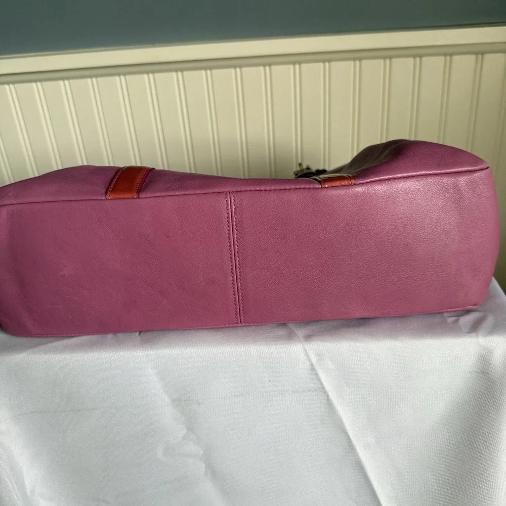 VINTAGE COACH PINK LEATHER PATENT TRIM LARGE GALLERY SHOPPER TOTE BAG PURSE 9237